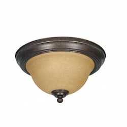 60W Castillo Series Flush Mount w/ Champagne Linen Washed Glass, 2 Light, Sonoma Bronze