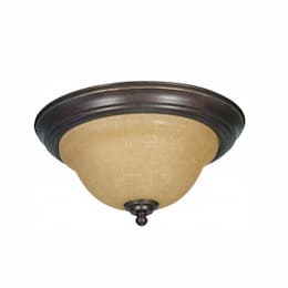 60W Castillo Flush Mount Light w/ Champagne Linen Washed Glass, 2 Light, Sonoma Bronze