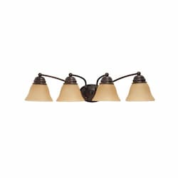 100W Empire Series Vanity Light w/ Champagne Washed Glass, 4 Lights, Mahogany Bronze