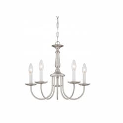 60W Chandelier w/ Candlesticks, 5 Lights, Brushed Nickel