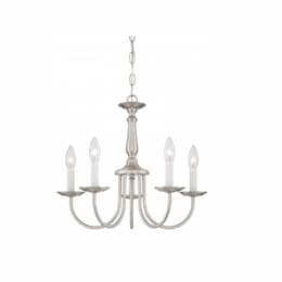 Nuvo 60W Chandelier w/ Candlesticks, 5 Lights, Brushed Nickel