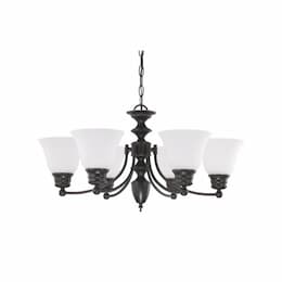 60W Empire Series Chandelier w/ Frosted White Glass, 6 Lights, Mahogany Bronze