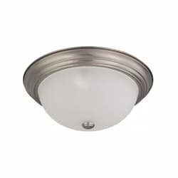 60W Empire LED Flush Mount Light w/ Frosted White Glass, 3 Light, Brushed Nickel Finish