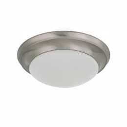 60W Flush Twist & Lock w/ Frosted White Glass, 1 Light, Brushed Nickel