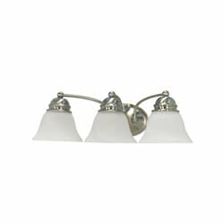 21" 100W Empire Series Vanity Light w/ Alabaster Glass, 3 Lights, Brushed Nickel