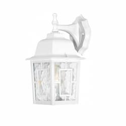 100W Banyan LED Outdoor Wall Lantern w/ Clear Water Glass, 1 Light, White, 12in