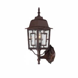 100W Banyan LED Outdoor Wall Lantern w/ Clear Water Glass, 1 Light, Rustic Bronze, 17-in