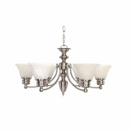 60W Empire Series Chandelier w/ Alabaster Glass, Brushed Nickel