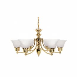 60W Empire Series Chandelier w/ Alabaster Glass, Polished Brass