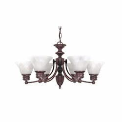 60W Empire Series Chandelier w/ Alabaster Glass, 6 Lights, Old Bronze