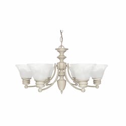 60W Empire Series Chandelier w/ Alabaster Glass, 6 Lights, Textured White