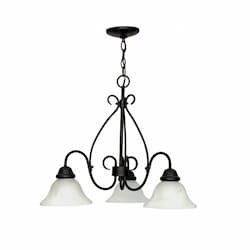 60W Castillo Series Chandelier w/ Alabaster Swirl Glass, 3 Lights, Black