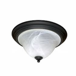 60W Castillo Flush Mount Light w/ Alabaster Swirl Glass, 2 Light, Textured Flat Black