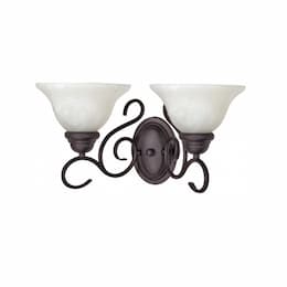 60W Castillio LED Vanity w/ Alabaster Swirl Glass, 2 Light, Textured Flat Black