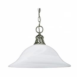 100W 16-in Hanging Pendant Fixture w/ Alabaster Glass, 1 Light, Brushed Nickel