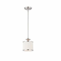 60W Candice Series Mini Pendant Light w/ Pleated White Shade, Brushed Nickel