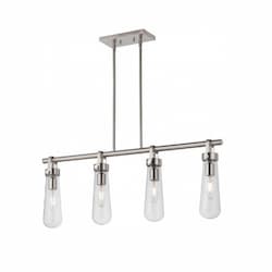 20W Beaker Series Island Pendant Light w/ Clear Glass, 4 Lights, Brushed Nickel