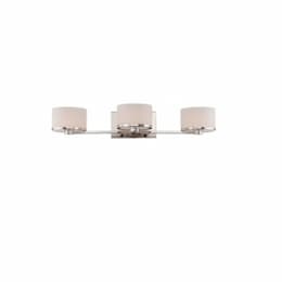 40W Celine Series Vanity Light w/ Satin White Glass, 3 Lights, Polished Nickel