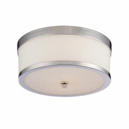 60W Celine Series Flush Mount Ceiling Light w/ Satin Glass, Polished Nickel