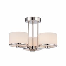 40W Celine Series Semi Flush Mount Ceiling Light w/ Satin Glass, 3 Lights, Nickel