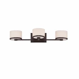 40W Celine Series Vanity Light w/ Satin White Glass, 3 Lights, Venetian Bronze