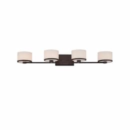 40W Celine Series Vanity Light w/ Satin White Glass, 4 Lights, Venetian Bronze