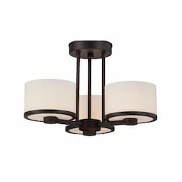 40W Celine Series Semi Flush Mount Ceiling Light w/ Satin Glass, 3 Lights, Bronze