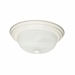 11" 60W Flush Mount Ceiling Light w/ Alabaster Glass, 2 Lights, Textured White