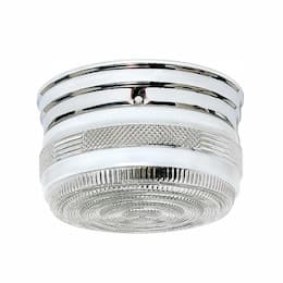 8" 60W Medium Flush Mount Ceiling Light w/ Drum, Polished Chrome