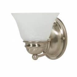 7-in 100W Empire Vanity Fixture w/ Alabaster Glass, 1- Light, Brushed Nickel