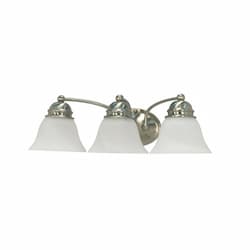 21-in 100W Empire Vanity Fixture w/ Alabaster Glass, 3-Light, Brushed Nickel