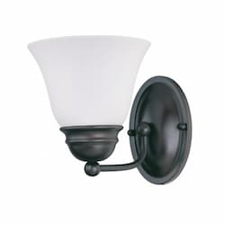 7-in 100W Empire Vanity Fixture w/ Frosted White Glass, 1- Light, Mahogany Bronze