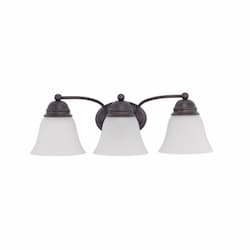 21-in 100W Empire Vanity Fixture w/ Frosted White Glass, 3-Light, Mahogany Bronze