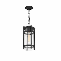 60W Tofino Series Hanging Lantern w/ Seeded Glass, Textured Black