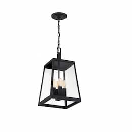 60W Halifax Series Hanging Lantern w/ Clear Glass, 4 Lights, Matte Black