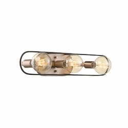 60W Chassis Series Vanity Light, 3 Lights, Brushed Brass & Matte Black