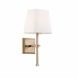 60W Highline Series Vanity Light w/ White Linen Shade, Burnished Brass