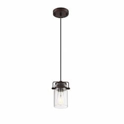 60W Antebellum LED Mini Pendant Fixture w/ Clear Glass, 1 Light, Mahogany Bronze