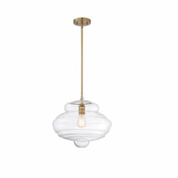 100W Storrier Series Pendant Light w/ Clear Glass, Burnished Brass