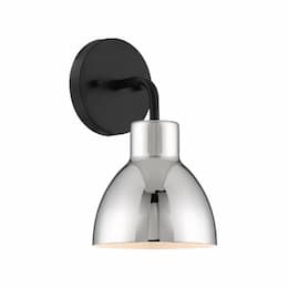 100W Sloan LED Vanity Fixture, 1 Light, Matte Black and Polished Nickel Finish