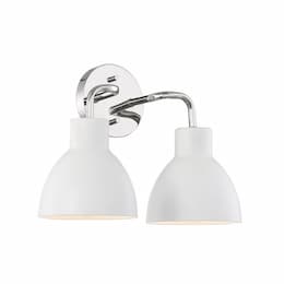 100W Sloan Series Vanity Light, 2 Lights, Polished Nickel & Matte White