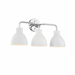 100W Sloan Series Vanity Light, 3 Lights, Polished Nickel w/ Matte White Shade