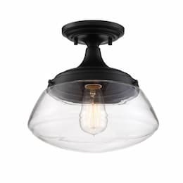 60W Kew Series Semi Flush Mount Ceiling Light w/ Clear Glass, Aged Bronze