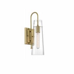 60W Alondra Series Wall Sconce w/ Clear Glass, Vintage Brass