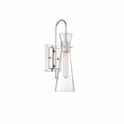 60W Bahari Series Wall Sconce w/ Clear Glass, Polished Nickel