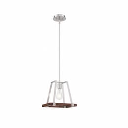 60W Outrigger Series Mini Pendant Light, Brushed Nickel & Nutmeg Wood