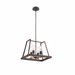 60W Outrigger Series Pendant Light, 4 Lights, Mahogany Bronze & Nutmeg Wood