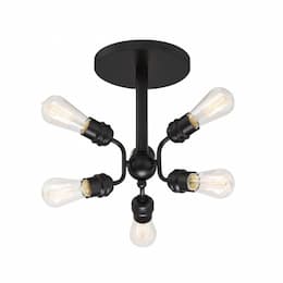 60W Faraday Series Semi Flush Ceiling Light, 6 Light, E26, Black