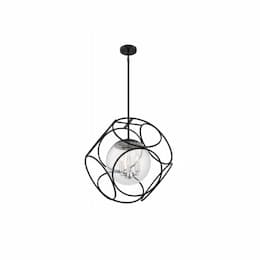 60W Aurora Series Pendant Light w/ Clear Seeded Glass, 3 Lights, Black & Polished Nickel