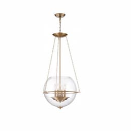 60W Odyssey Series Pendant Light w/ Clear Glass, 4 Lights, Vintage Brass